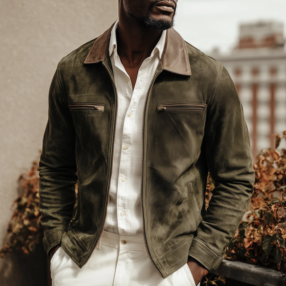 Belgravia Suede Jacket | Dark Green, Tailored Fit 0