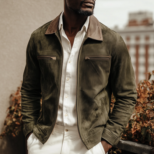 Belgravia Suede Jacket | Dark Green, Tailored Fit 0