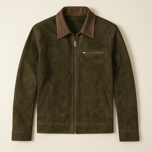 Belgravia Suede Jacket | Dark Green, Tailored Fit 1
