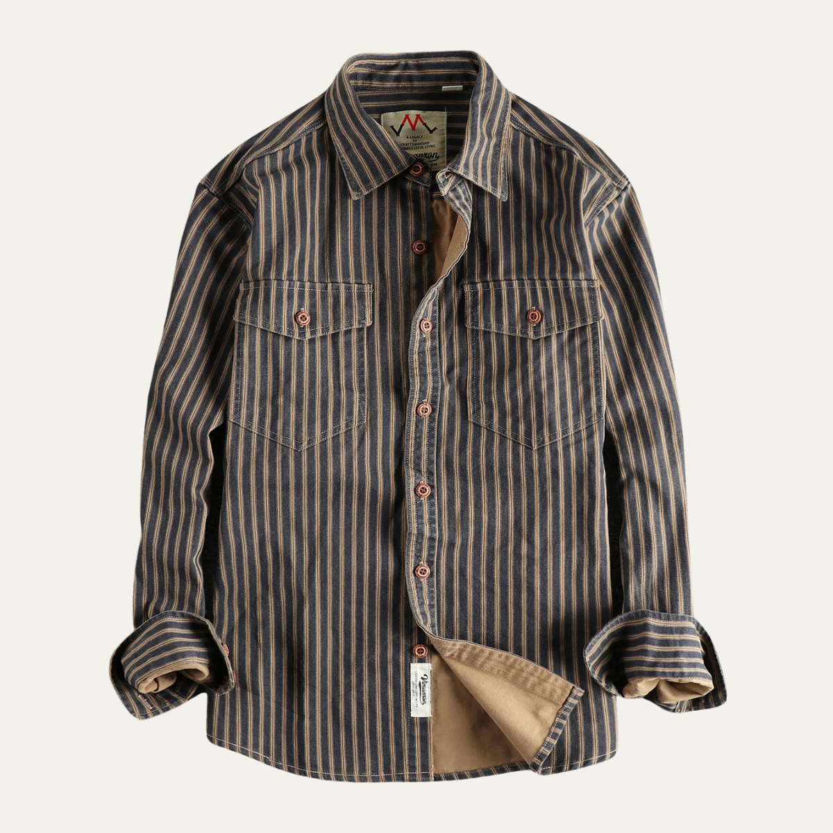 Maverick Men's Shirt | 100% Cotton, Retro Vertical Stripes 2
