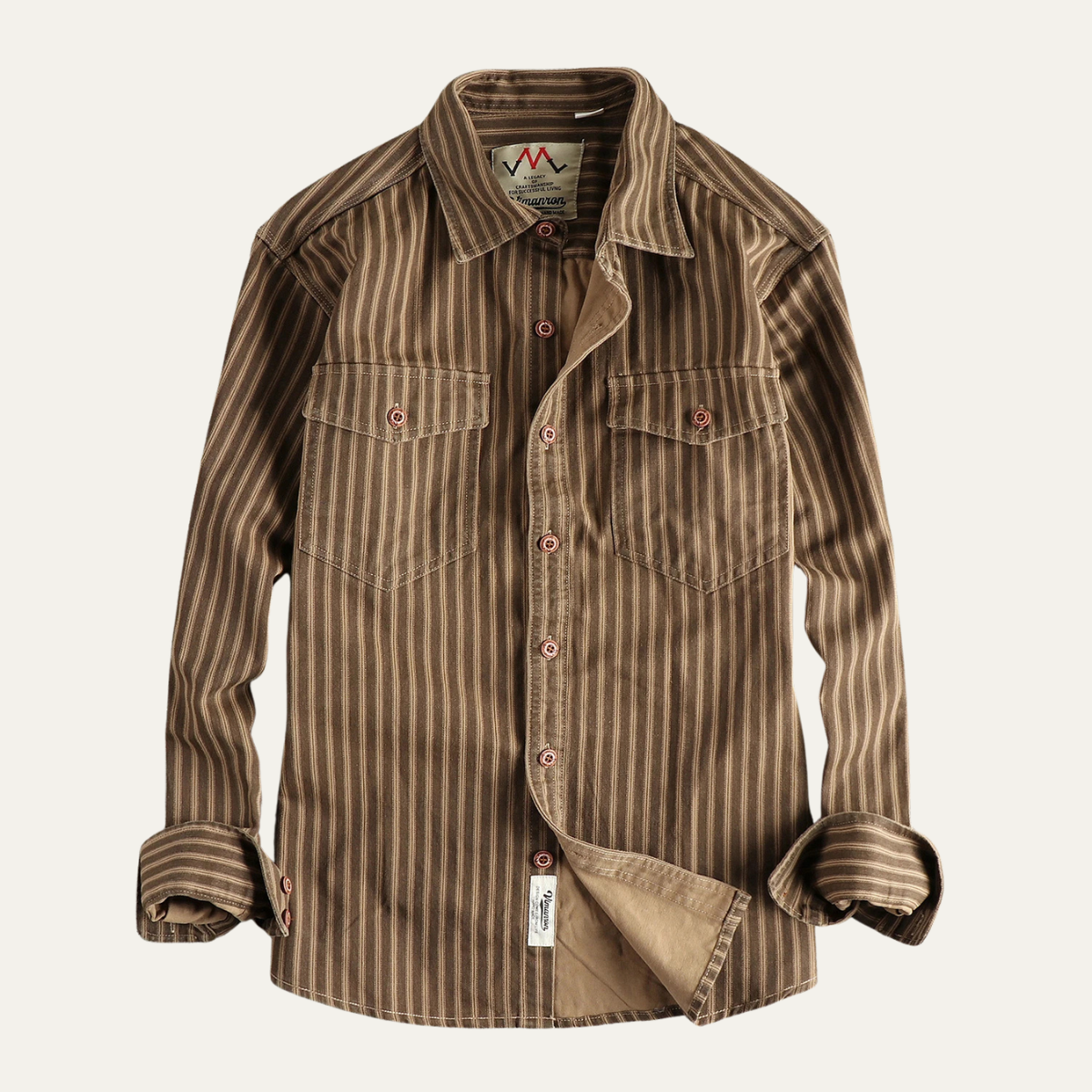 Maverick Men's Shirt | 100% Cotton, Retro Vertical Stripes 3