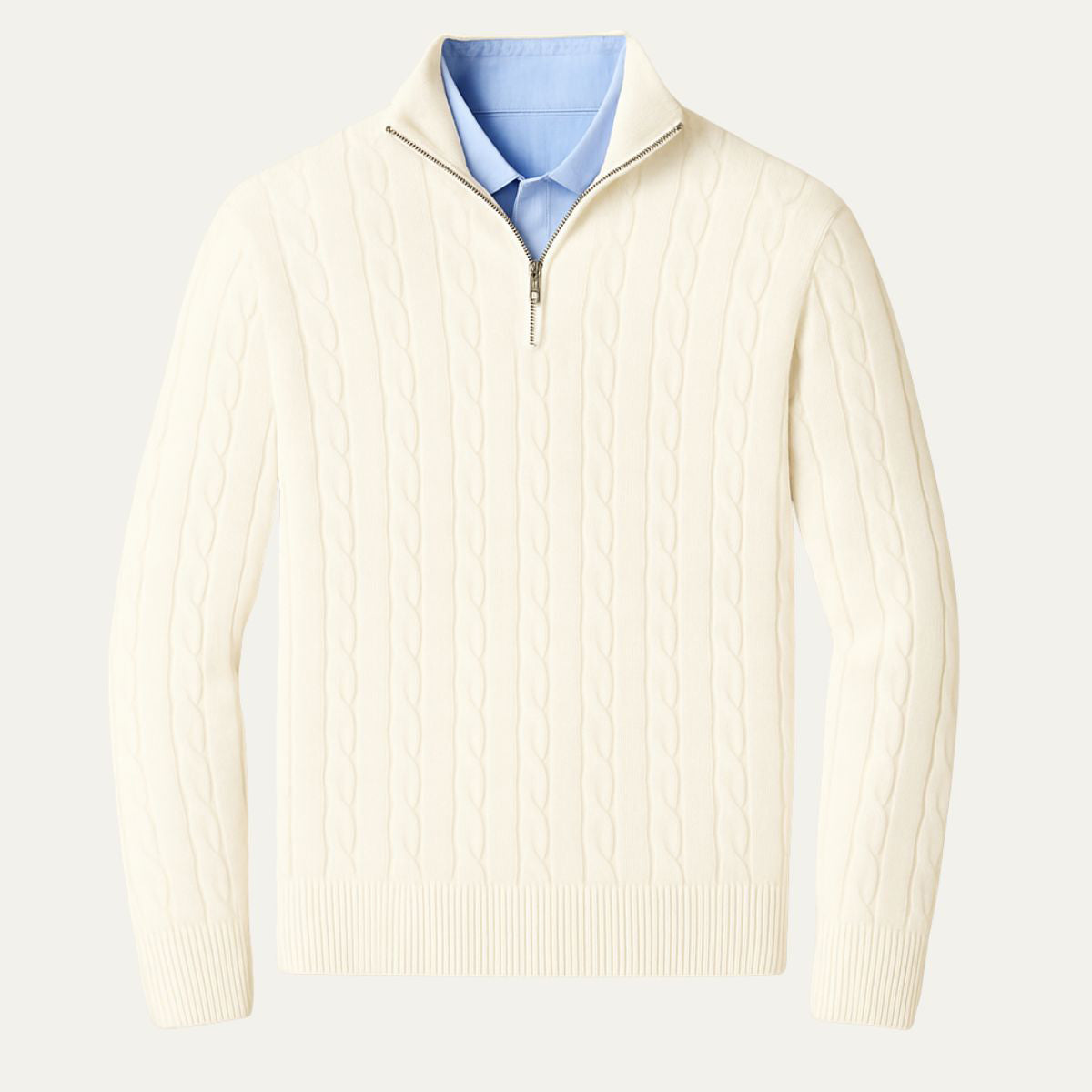 Savvy St. Moritz Sweater | Cable Knit, Half-Zip, Premium Cotton Blend 6