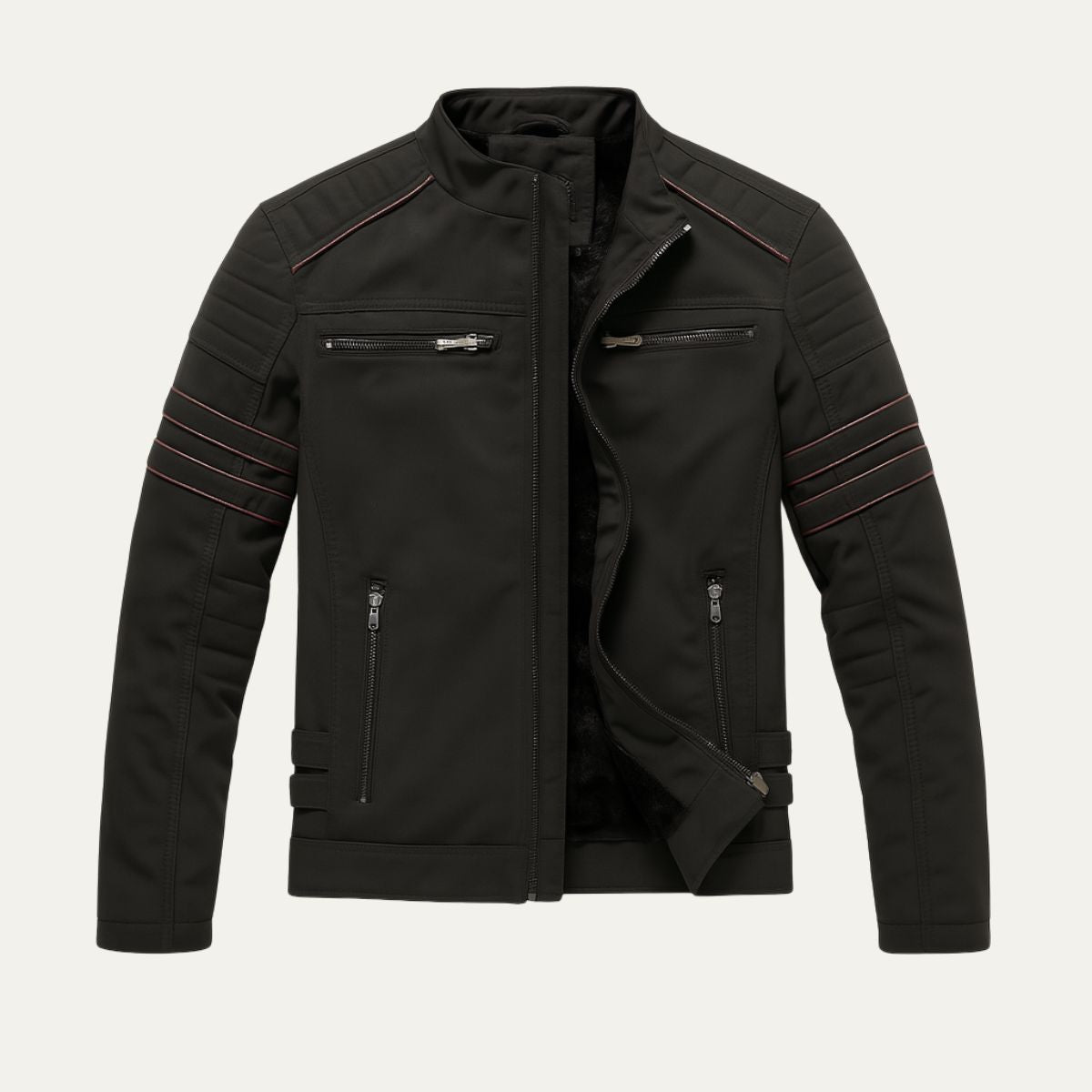 Tornado Mens Leather Jacket | Fleece-Lined, High-Quality PU, Black 0