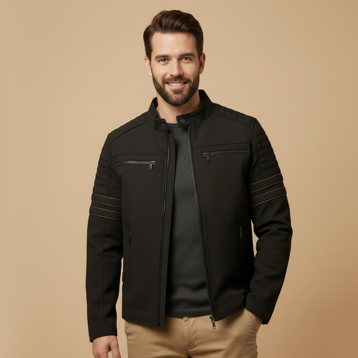 Tornado Mens Leather Jacket | Fleece-Lined, High-Quality PU, Black 1